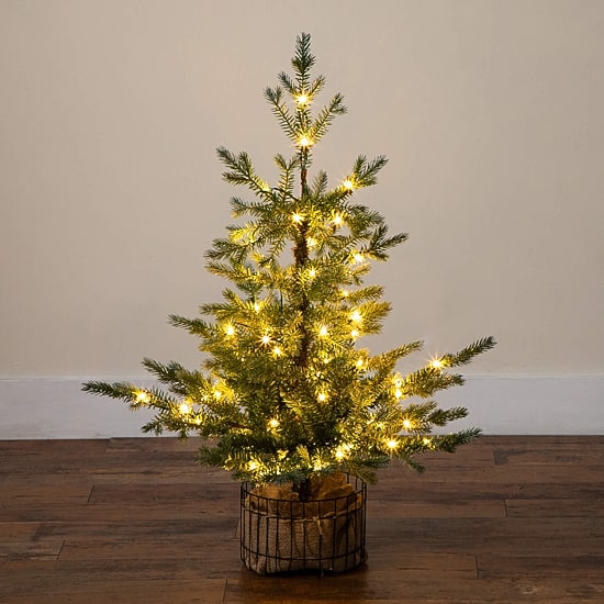 Nearly Natural 3 Foot Pre-Lit Pine Christmas Tree