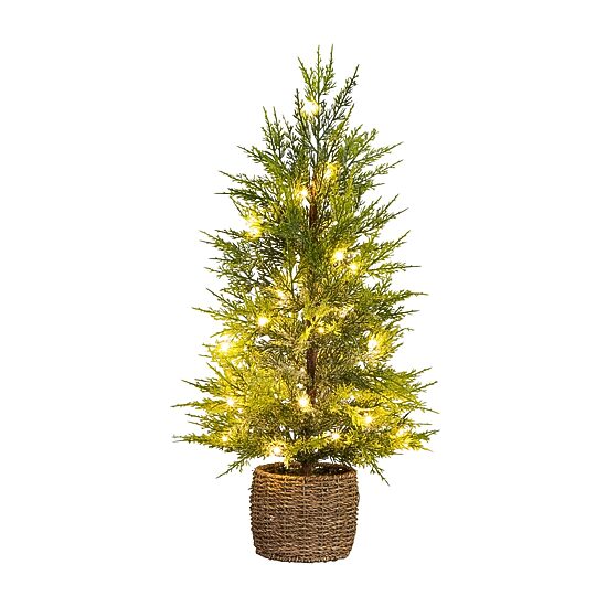 Nearly Natural 2 1/2 Foot Pre-Lit Flocked Christmas Tree