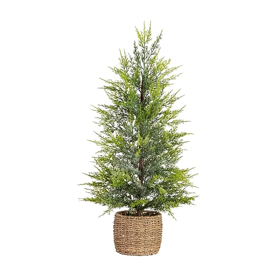 Nearly Natural 2 1/2 Foot Pre-Lit Flocked Christmas Tree