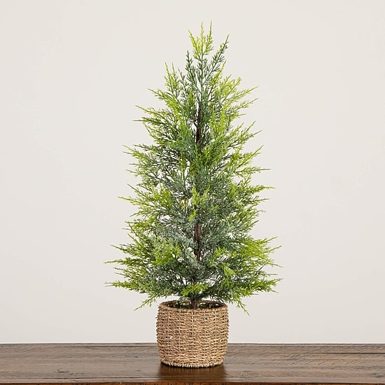 Nearly Natural 2 1/2 Foot Pre-Lit Flocked Christmas Tree