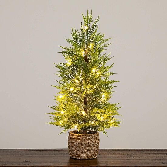 Nearly Natural 2 1/2 Foot Pre-Lit Flocked Christmas Tree