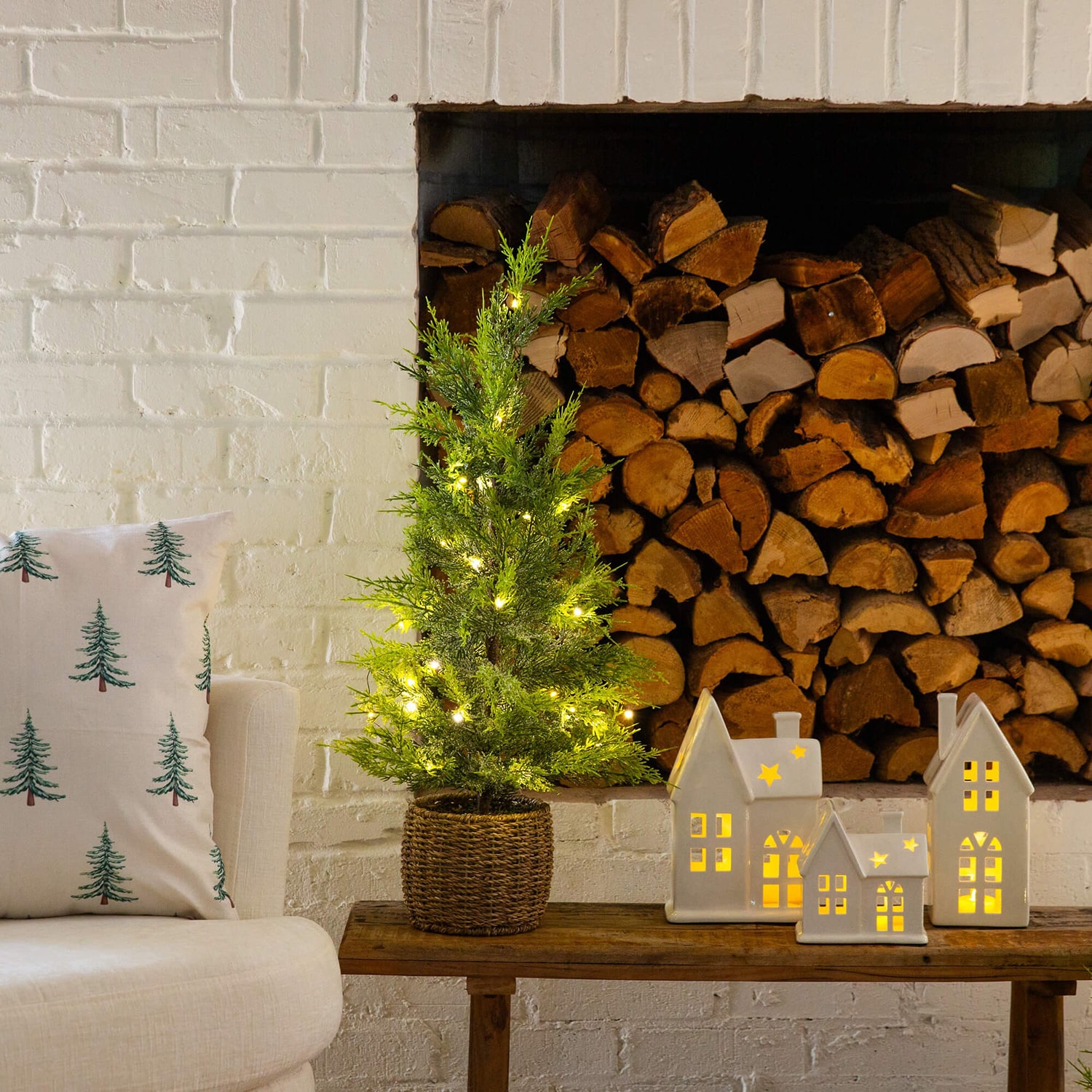 Nearly Natural Foot Pre-Lit Flocked Christmas Tree