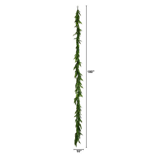 Nearly Natural 15ft Real Touch Pine Garland Wreath