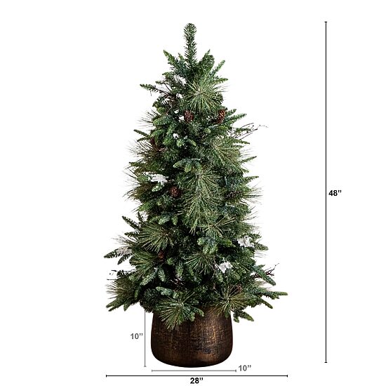 Nearly Natural 4 Foot Pre-Lit Pine Christmas Tree