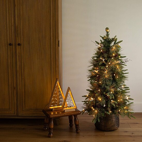 Nearly Natural 4 Foot Pre-Lit Pine Christmas Tree