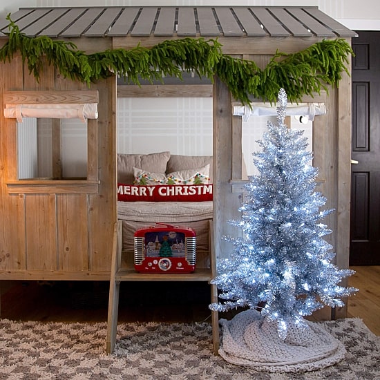 Nearly Natural 4 Foot Pre-Lit Pine Christmas Tree