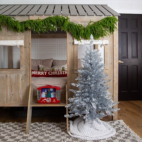 Nearly Natural 4 Foot Pre-Lit Pine Christmas Tree