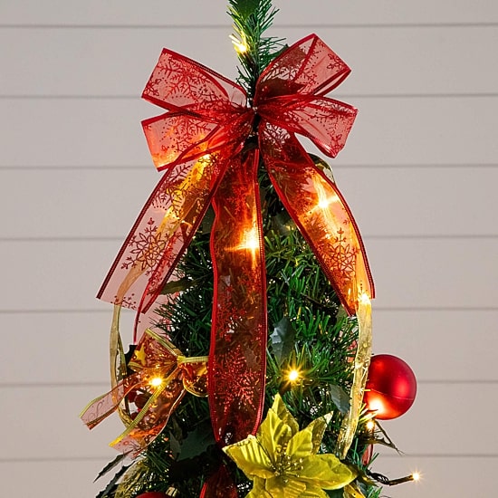 Nearly Natural 7 Foot Pre-Lit Collapsible Pre-Decorated Pine Christmas Tree