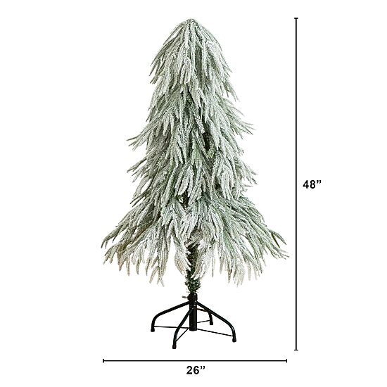 Nearly Natural 4 Foot Pre-Lit Flocked Pine Christmas Tree