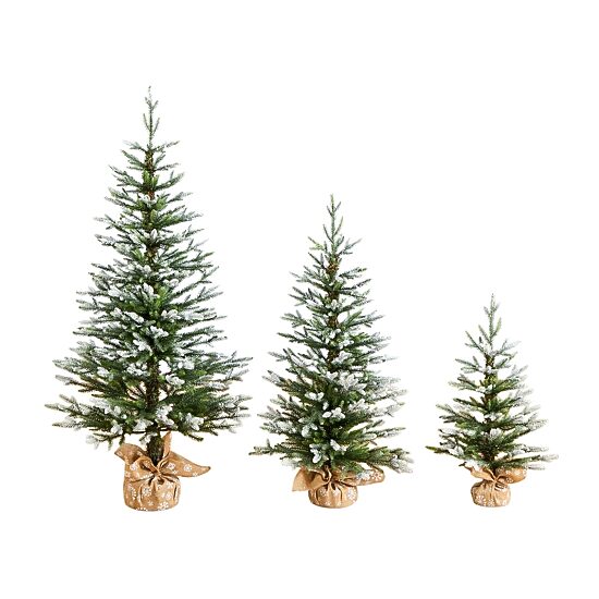 Nearly Natural 3 Pc Set 4 Foot Flocked Fir Christmas Tree