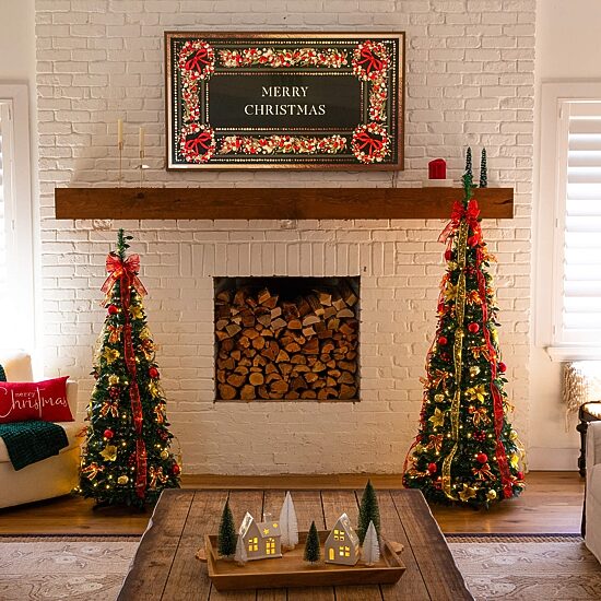 Nearly Natural 5 Foot Pre-Lit Collapsible Pre-Decorated Pine Christmas Tree