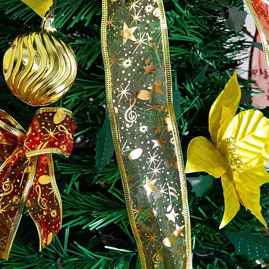 Nearly Natural 5 Foot Pre-Lit Collapsible Pre-Decorated Pine Christmas Tree