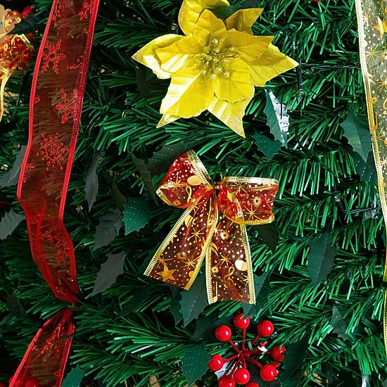 Nearly Natural 5 Foot Pre-Lit Collapsible Pre-Decorated Pine Christmas Tree