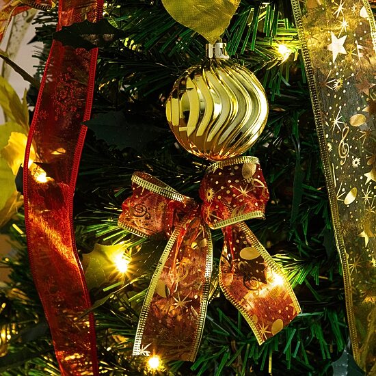 Nearly Natural 5 Foot Pre-Lit Collapsible Pre-Decorated Pine Christmas Tree