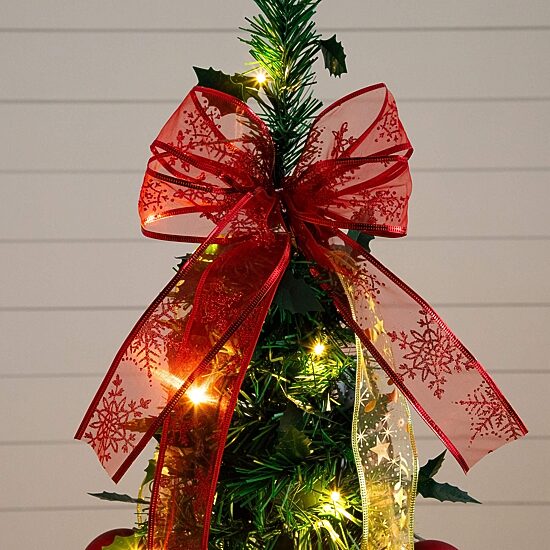 Nearly Natural 5 Foot Pre-Lit Collapsible Pre-Decorated Pine Christmas Tree
