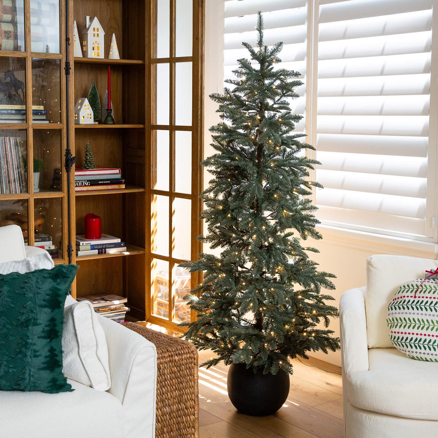 Nearly Natural 6 Foot Pre-Lit Pine Christmas Tree
