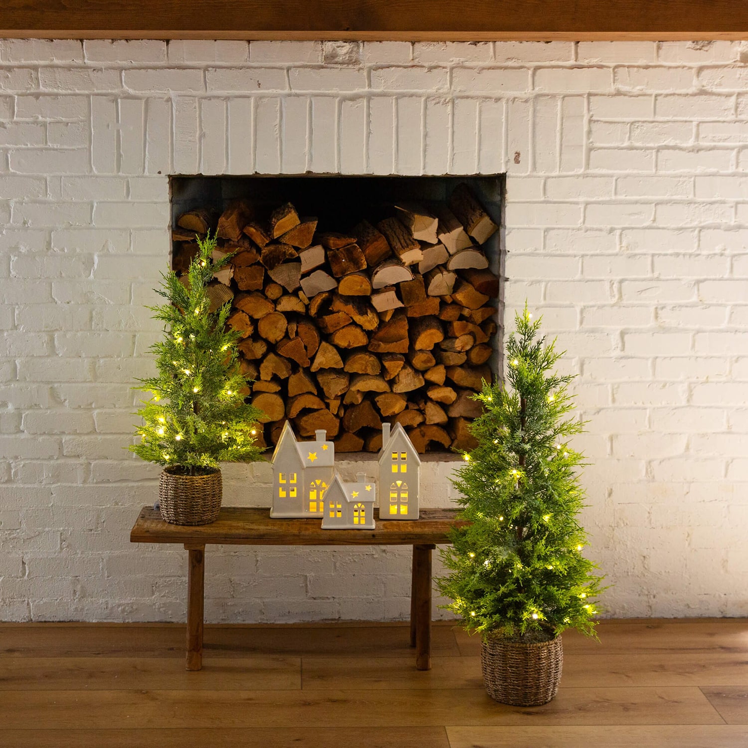 Nearly Natural 3 Foot Pre-Lit Flocked Christmas Tree