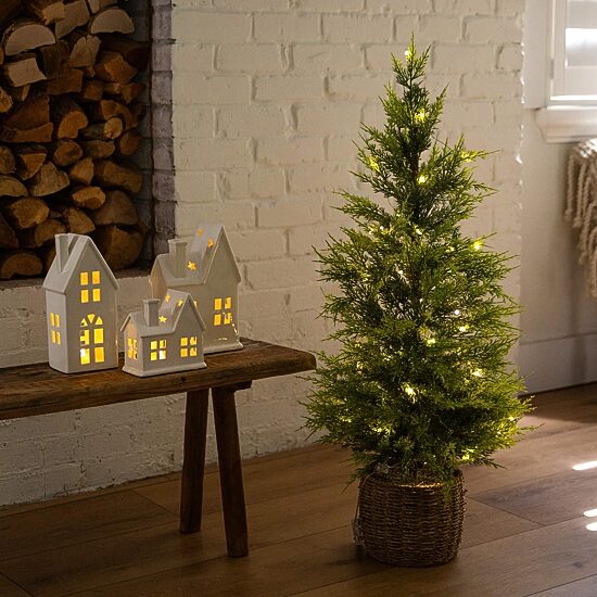 Nearly Natural 3 Foot Pre-Lit Flocked Christmas Tree