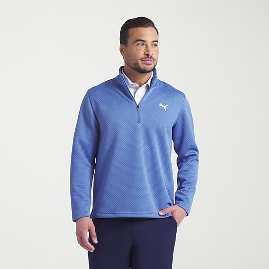 PUMA Mens Mock Neck Long Sleeve Active Quarter-Zip Pullover