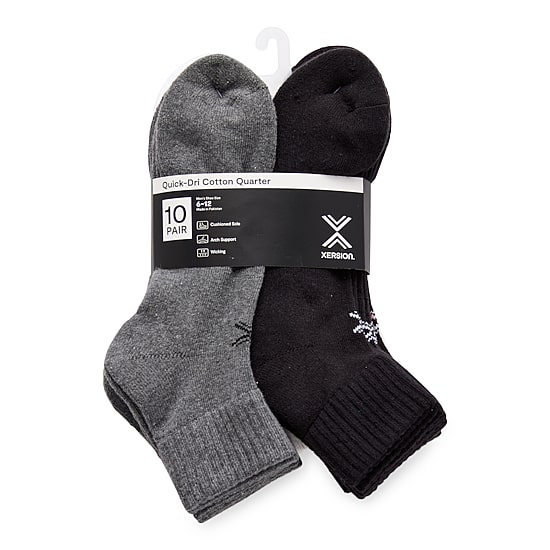 Xersion Quick-Dri Mens 10 Pair Quarter Ankle Socks