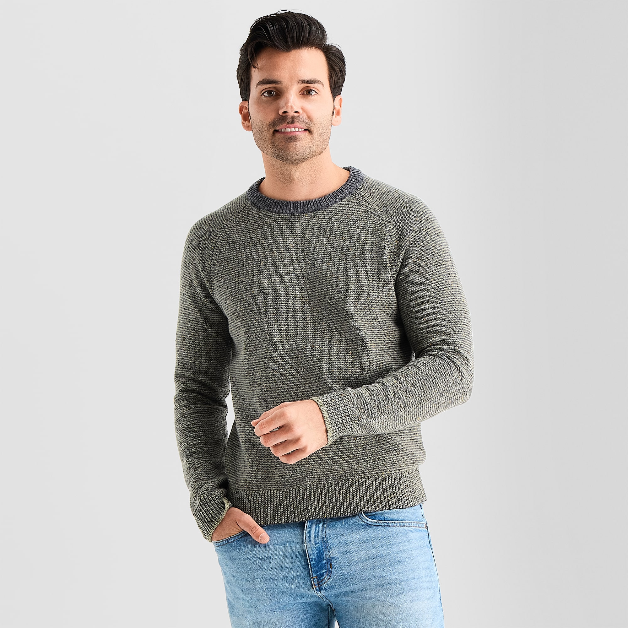 mutual weave Mens Crew Neck Long Sleeve Pullover Sweater