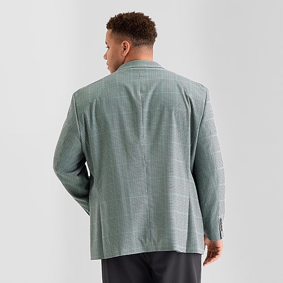 J. Ferrar Mens Big and Tall Plaid Classic Fit Sport Coat