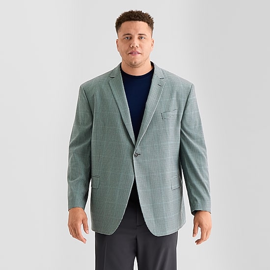 J. Ferrar Mens Big and Tall Plaid Classic Fit Sport Coat