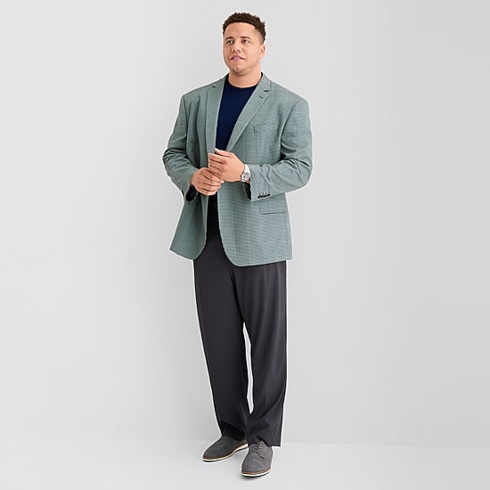 J. Ferrar Mens Big and Tall Plaid Classic Fit Sport Coat