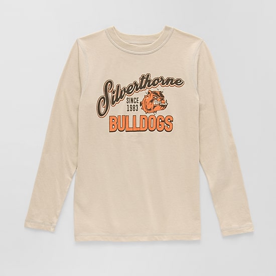Thereabouts Little & Big Kid Boys Easy-on + Easy-off Sensory Friendly Crew Neck Long Sleeve Adaptive Regular Fit Graphic T-Shirt