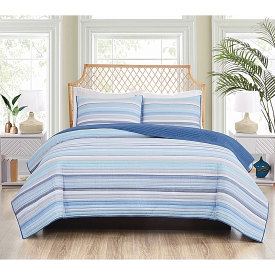 Oceanfront Resort Oceanfront Resort Clearwater Yarn Dye Stripe Quilt Set Quilt Set