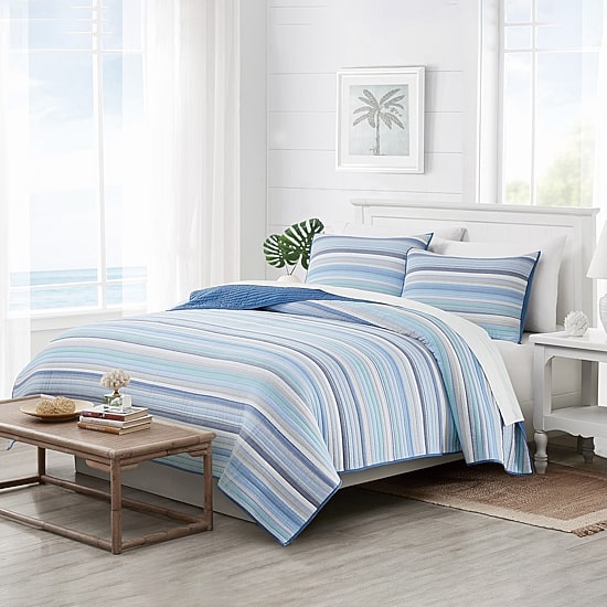 Oceanfront Resort Oceanfront Resort Clearwater Yarn Dye Stripe Quilt Set Quilt Set