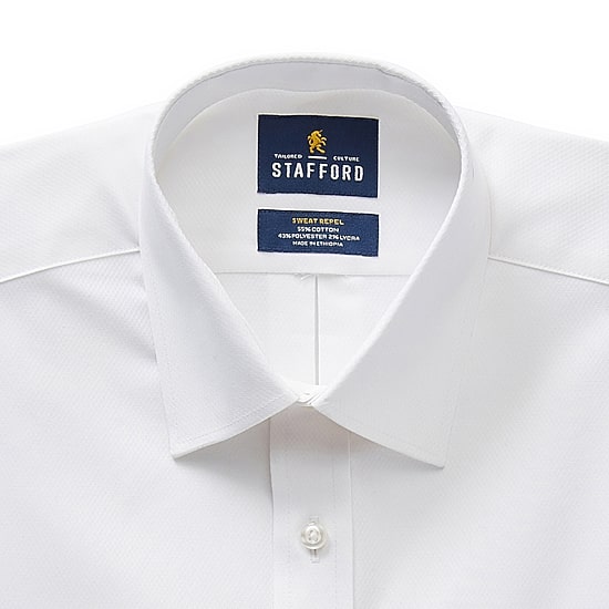 Stafford Sweat Repel Advanced Performance Mens Slim Fit Stretch Fabric Wrinkle Free Long Sleeve Dress Shirt
