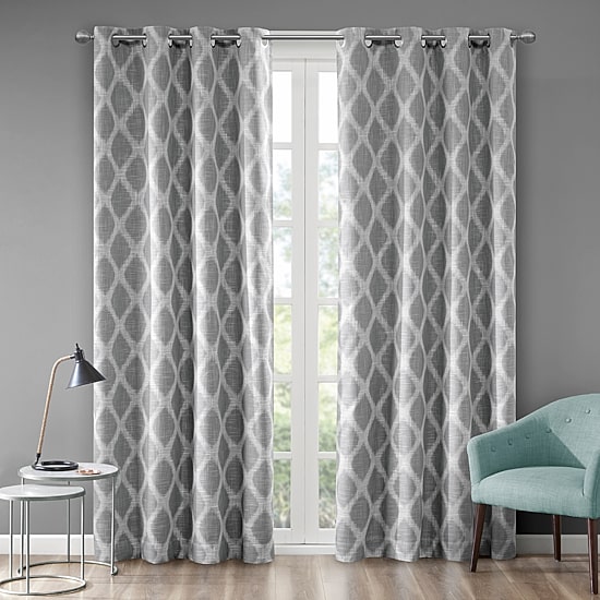 Madison Park Kagen Ikat Geo Grommet Top Blackout Single Curtain Panel