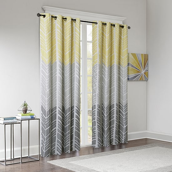 Intelligent Design Kennedy Geometric 50"W X 84"L Grommet Top 100% Blackout Single Curtain Panel