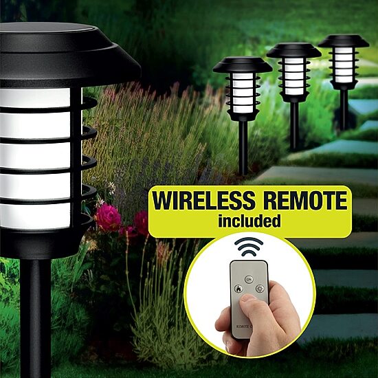Bell + Howell Solar Powered Pathway  and Garden Lights with 2 Lighting Modes and Remote Control - Set of 4