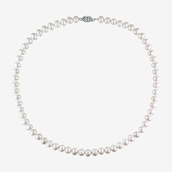 Womens White Sterling Silver 18 Inch Strand Necklace
