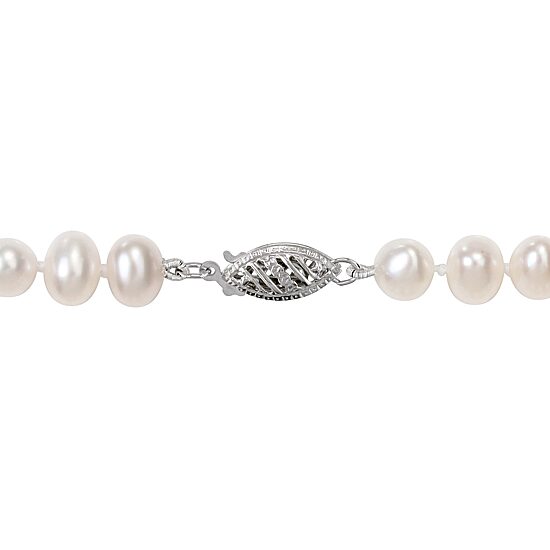 Womens White Sterling Silver 18 Inch Strand Necklace