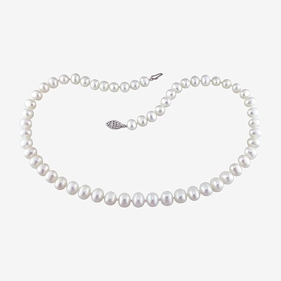 Womens White Sterling Silver 18 Inch Strand Necklace