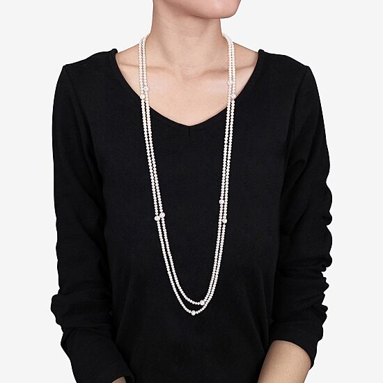 Womens White 100 Inch Strand Necklace