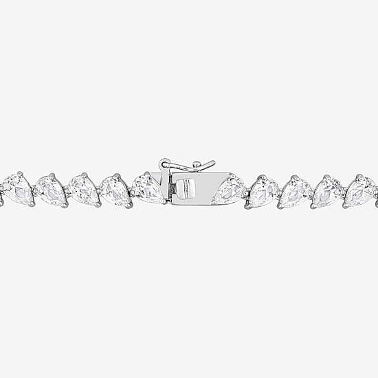 Womens White Sapphire Sterling Silver 18 Inch Tennis Necklace