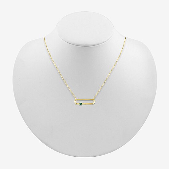 Womens Lab Created Green Emerald 14K Gold Over Silver 18 Inch Pendant Necklace