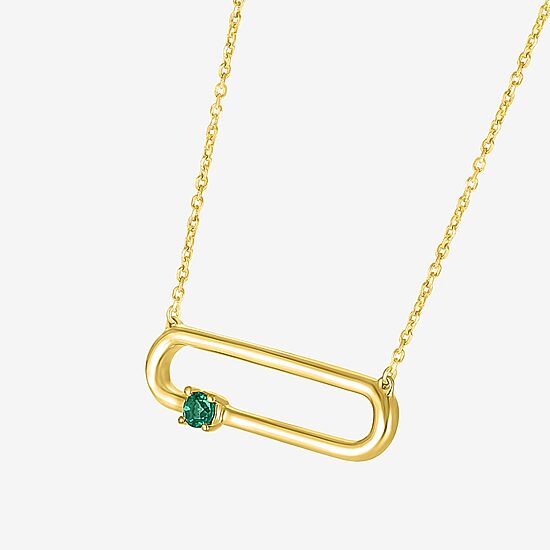 Womens Lab Created Green Emerald 14K Gold Over Silver 18 Inch Pendant Necklace