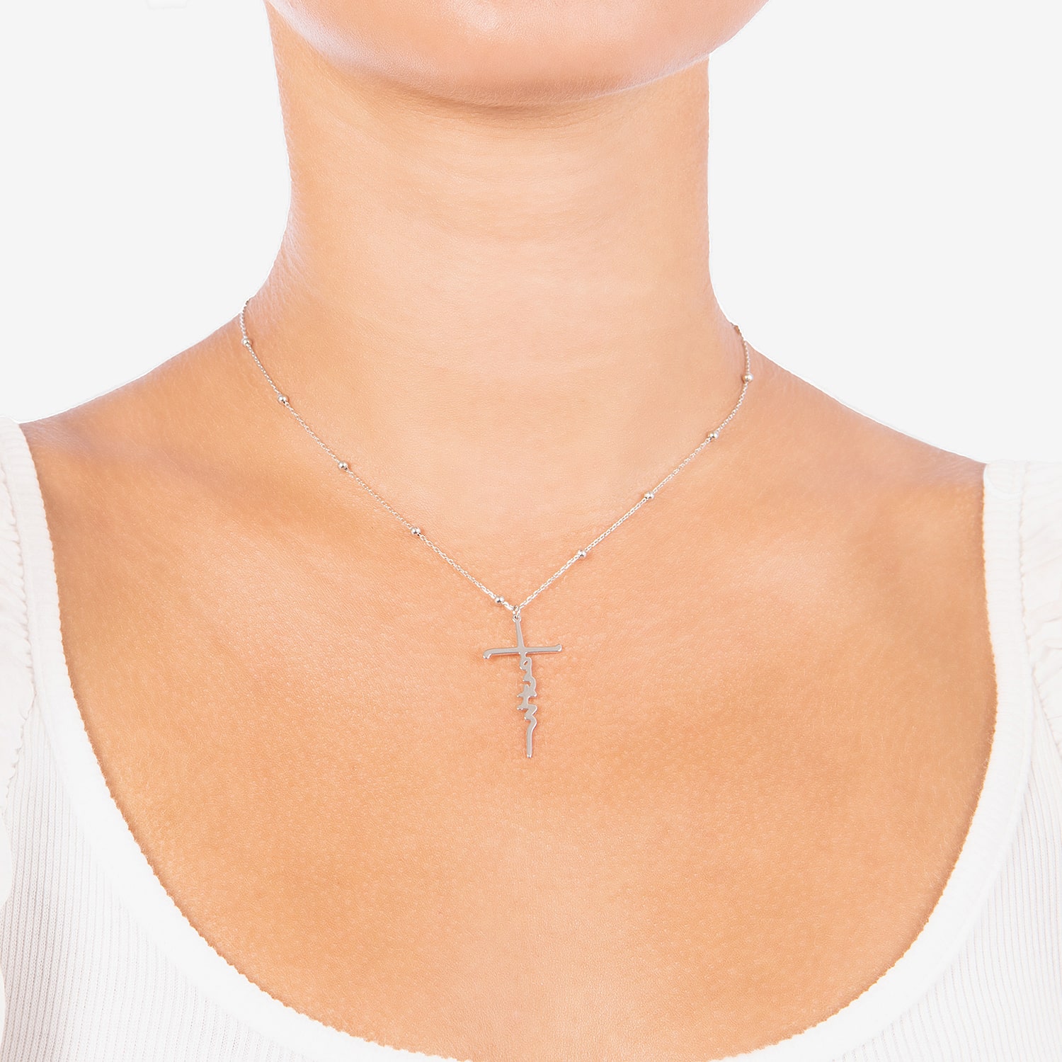 Womens Sterling Silver Cross 16 Inch Pendant Necklace