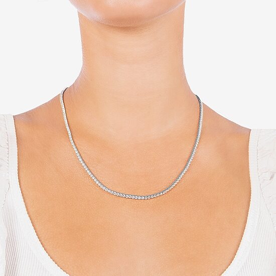 Adjustable Length Womens Cubic Zirconia Sterling Silver 26 Inch Tennis Necklace