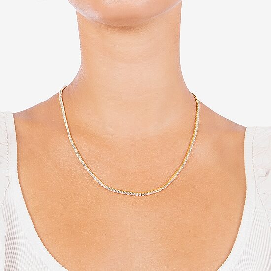 Adjustable Length Womens Cubic Zirconia 14K Gold Over Silver 26 Inch Tennis Necklace