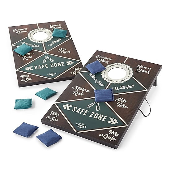 Hammer + Axe Vintage Tipsy Toss Drinking Game, Premium Wood Cornhole With 8 Bean Bags and Carrying Handles