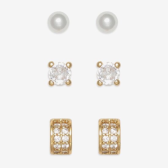 Mixit Womens Simulated Pearl Hypoallergenic 3 Pair Earring Set