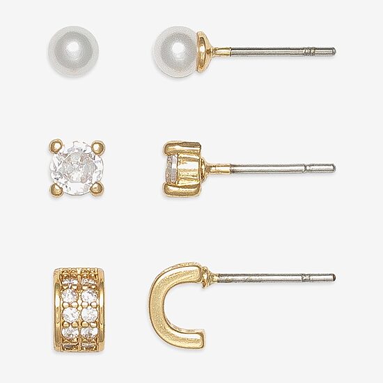 Mixit Womens Simulated Pearl Hypoallergenic 3 Pair Earring Set