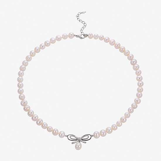 Womens White Sterling Silver 16 Inch Strand Necklace