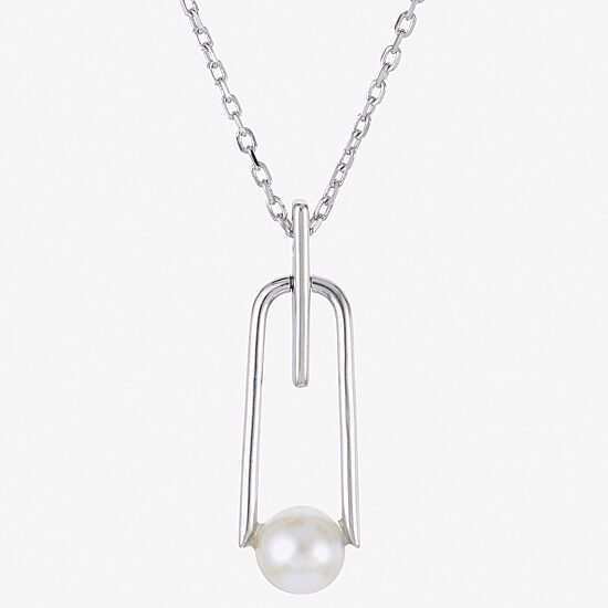 Womens White Cultured Freshwater Pearl Sterling Silver 18 Inch Pendant Necklace